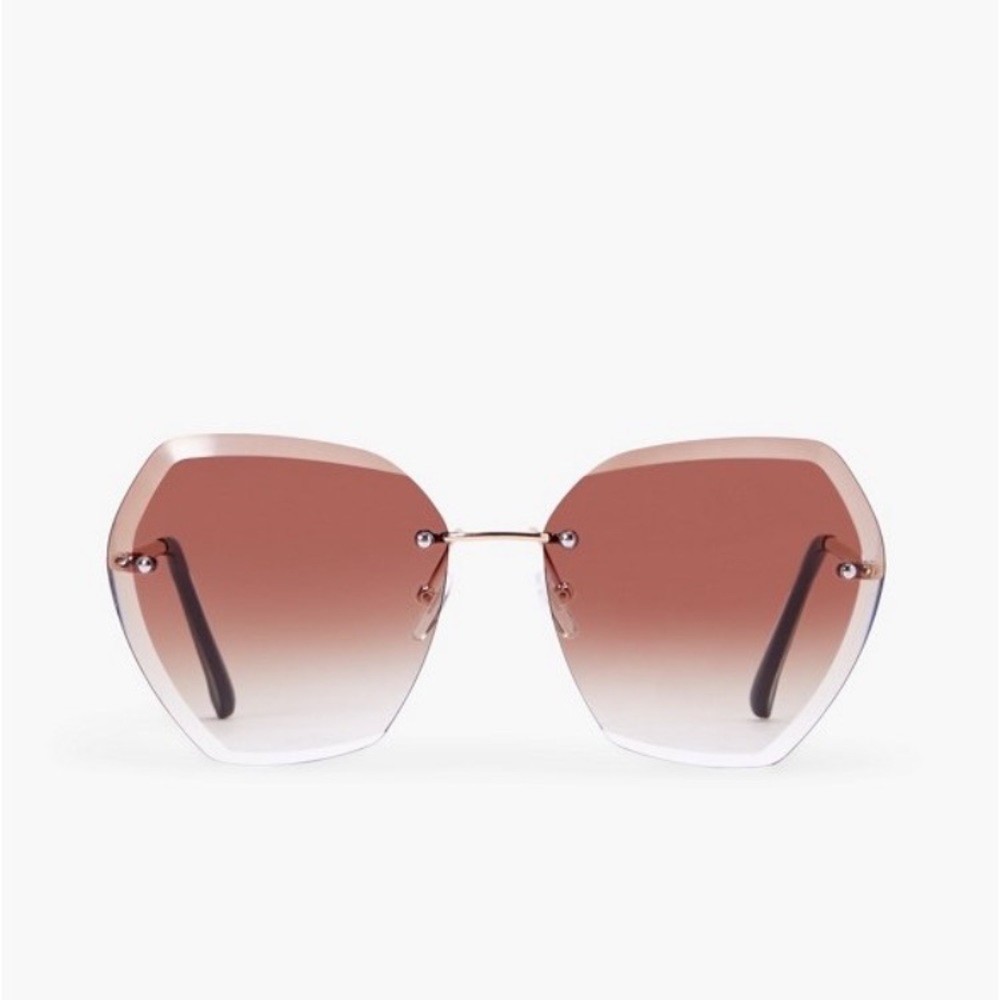 Rimless Hexagon Frame Sunglasses